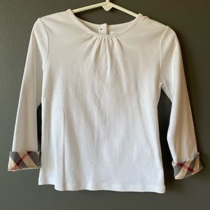 Burberry long sleeve check cuff cotton top